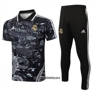 Conjunto Polo del Real Madrid Dragon 24-25 Negro