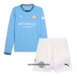Primera Camiseta Manchester City Nino 24-25 Manga Larga